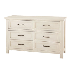Brushed White Wood Stella Baby Westin 6 Drawer Dresser - Front View | Bambi Baby