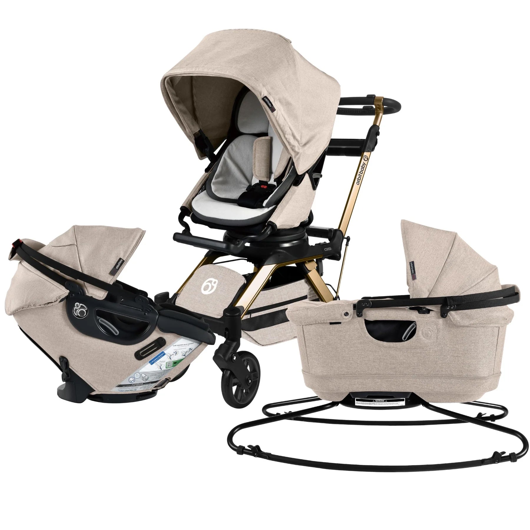 Stroll, Lounge, & Ride Travel System Mélange Flax / Gold