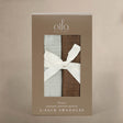 Oilo Fable Blanket- Swaddle 2 Pack Bark/Sea Moss Organic 4-Way Muslin - Bambi Baby