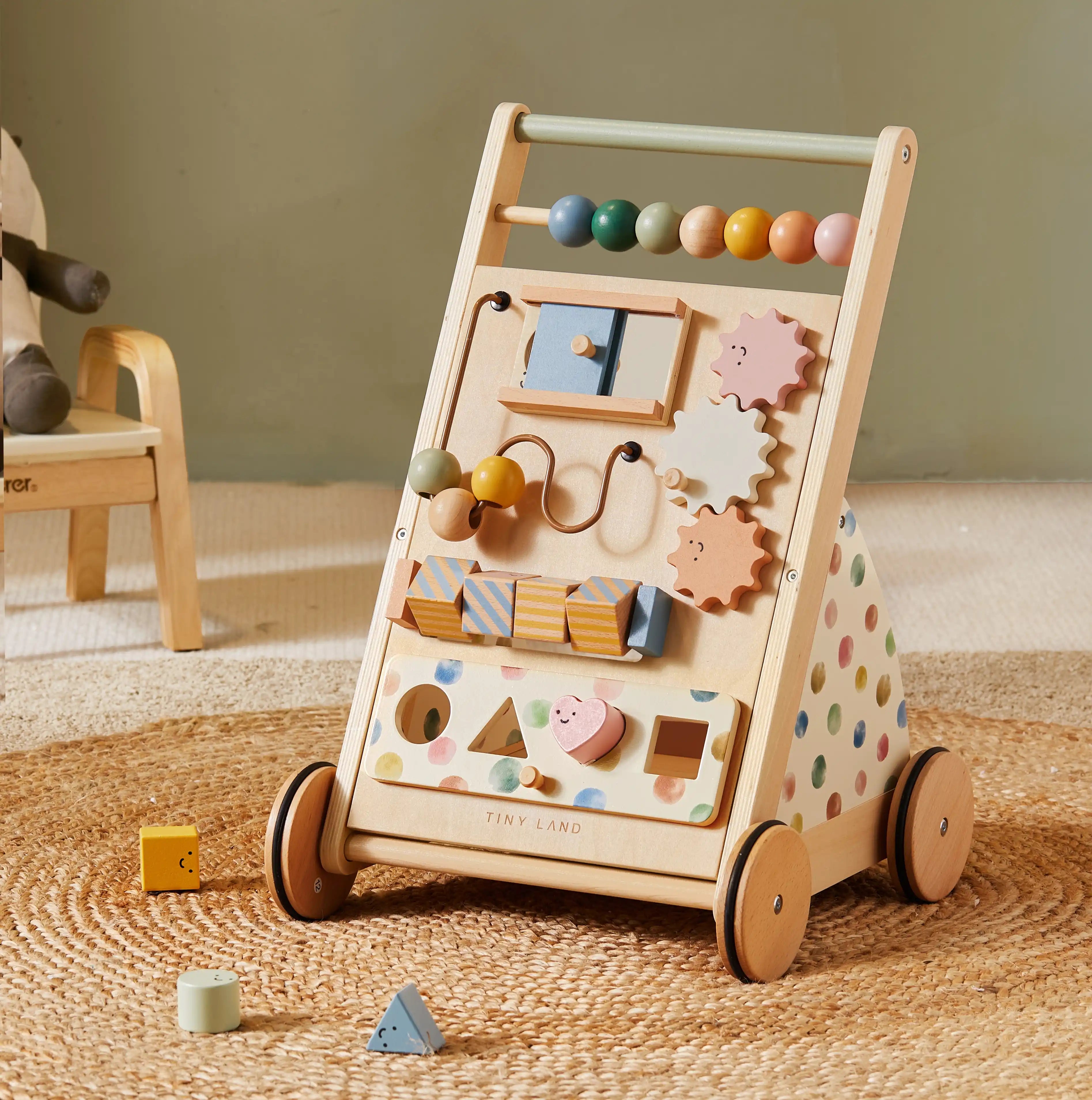 Tiny Land® Versatile Natural Wooden Baby Walker- Bambi Baby