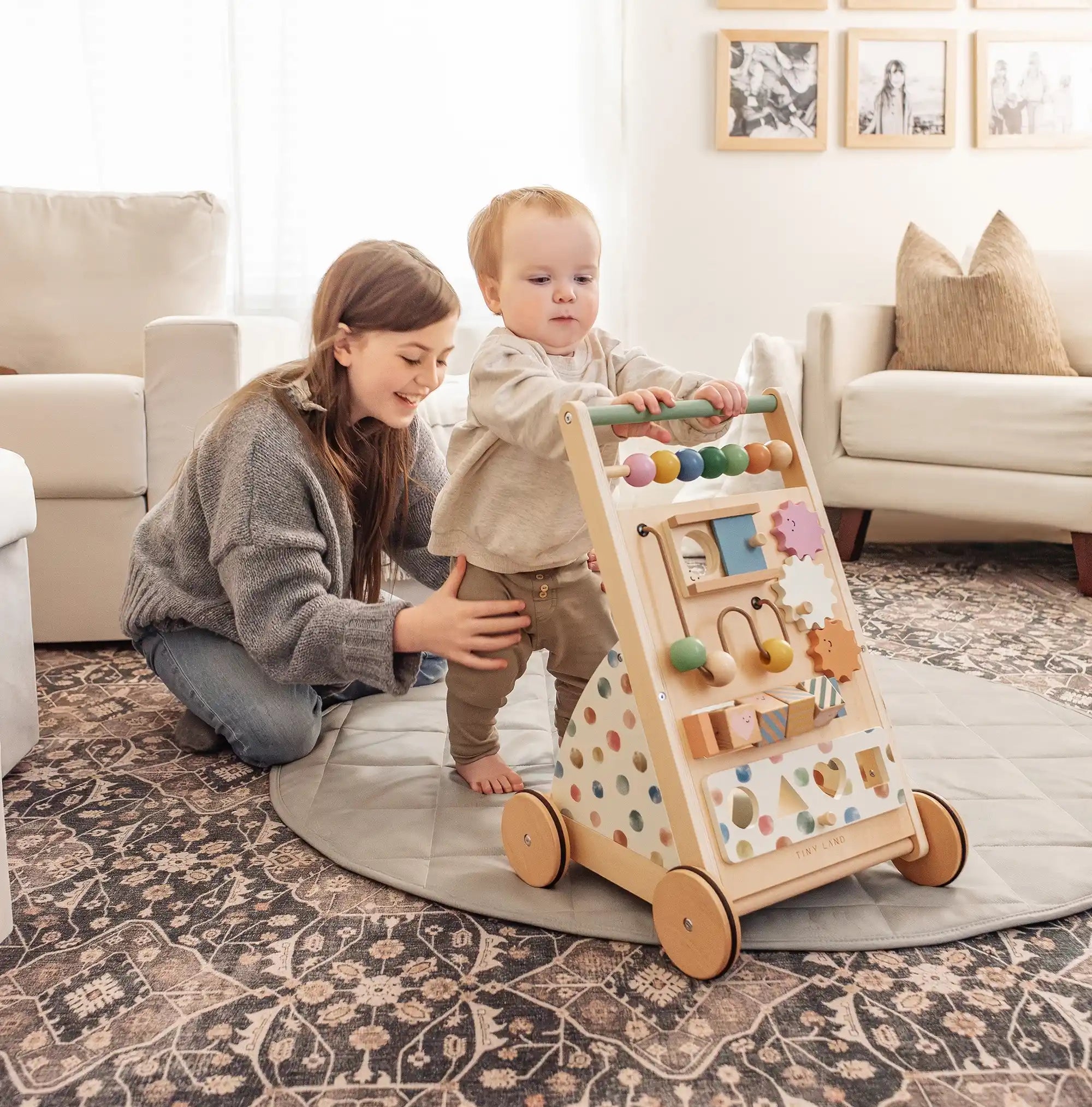 Tiny Land® Versatile Natural Wooden Baby Walker- Bambi Baby