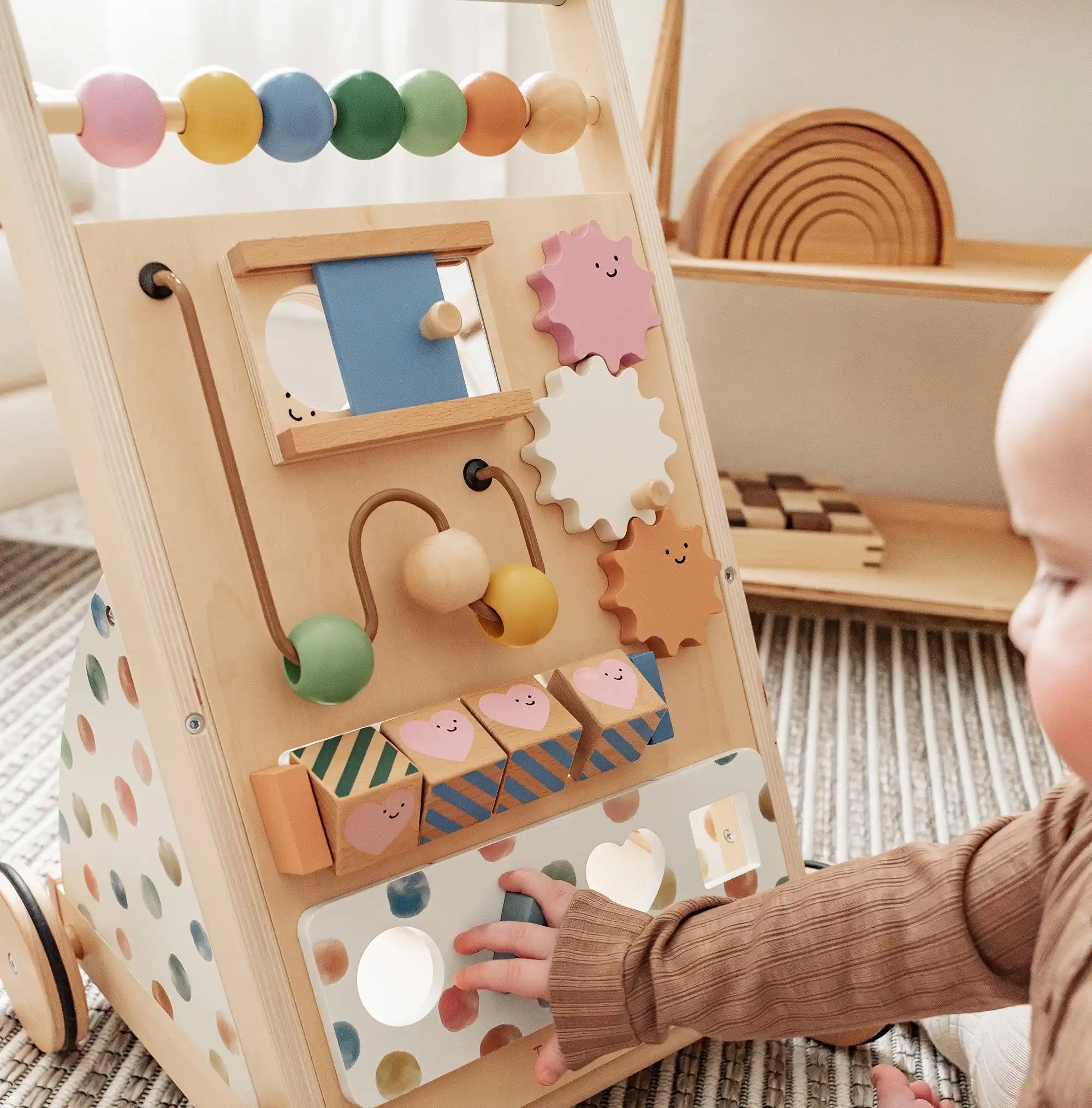 Tiny Land® Versatile Natural Wooden Baby Walker- Bambi Baby