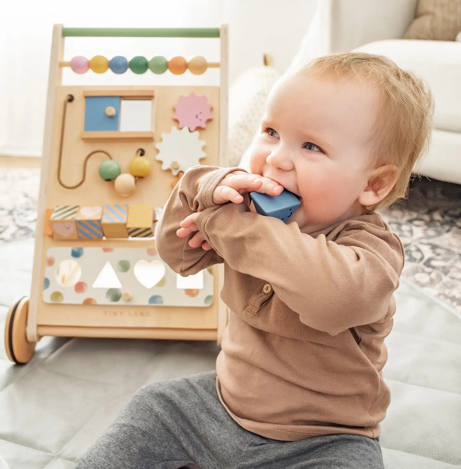 Tiny Land® Versatile Natural Wooden Baby Walker- Bambi Baby