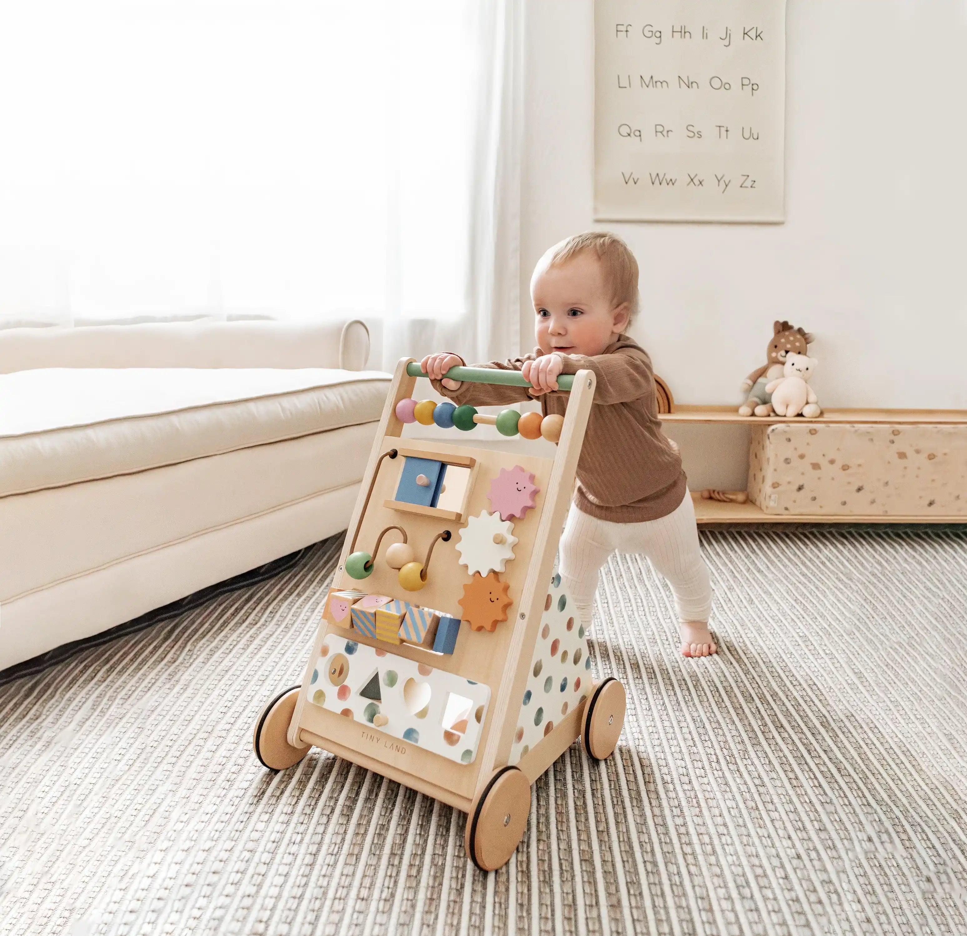 Tiny Land® Versatile Natural Wooden Baby Walker- Bambi Baby