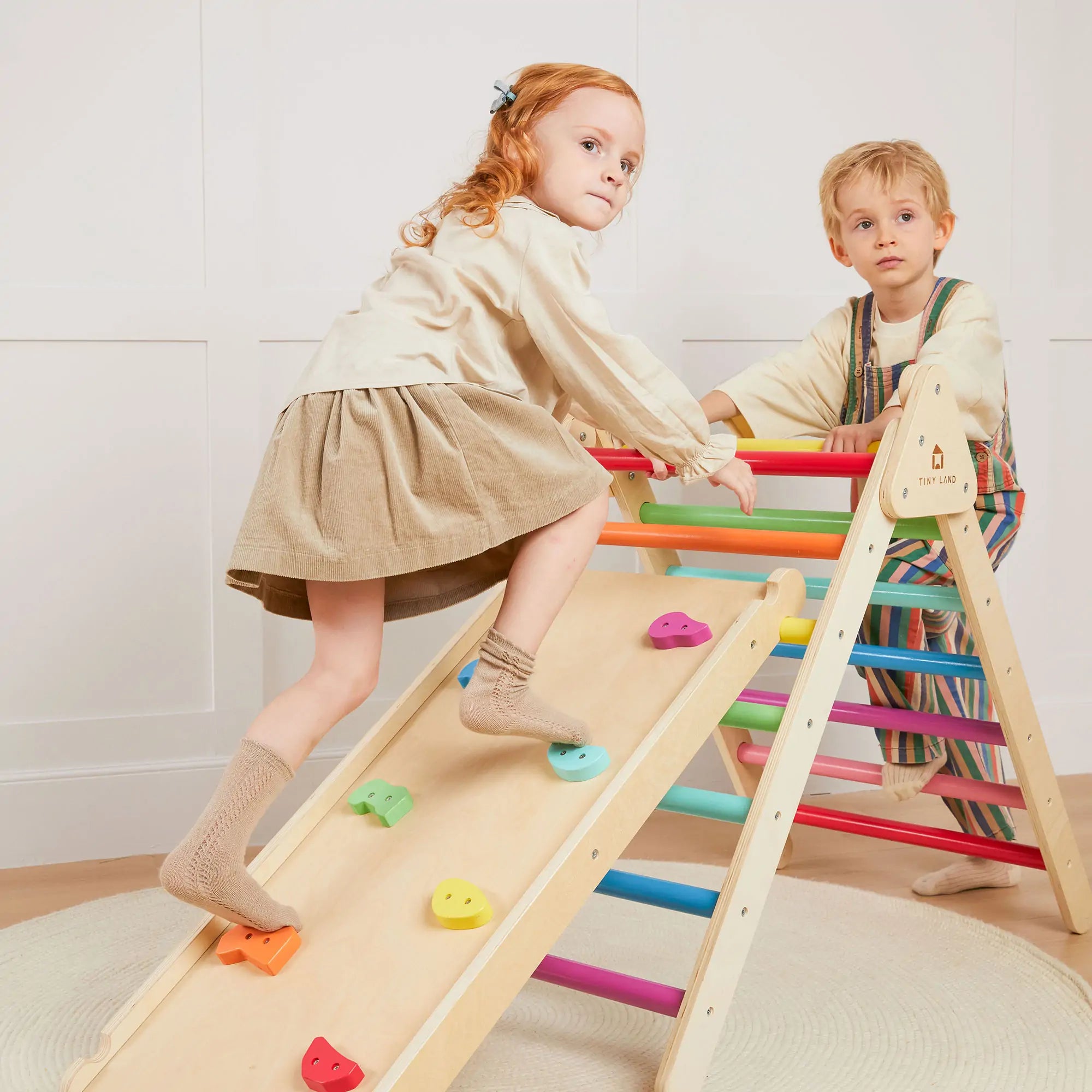 Tiny Land® 7-in-1 Rainbow Climbing Set with Play Pad- Bambi Baby