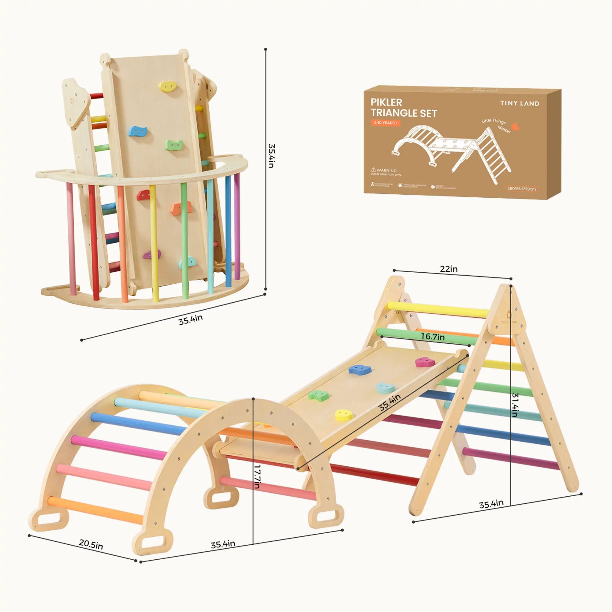 Tiny Land® 7-in-1 Rainbow Climbing Set with Play Pad- Bambi Baby