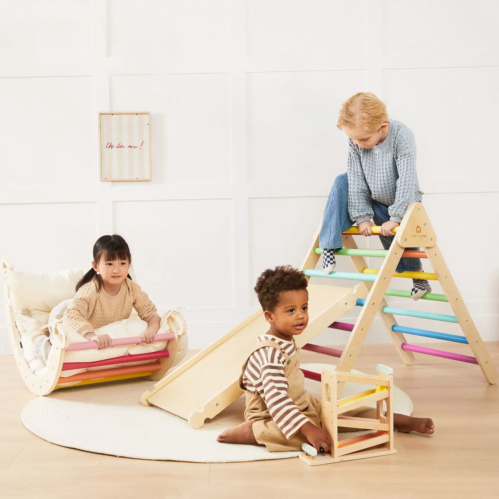 Tiny Land® 7-in-1 Rainbow Climbing Set with Play Pad- Bambi Baby
