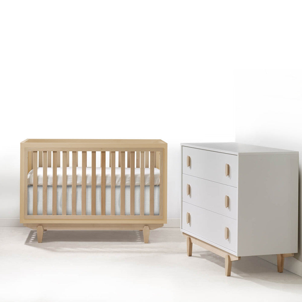 Tulip Tate Crib in All Natural and Dresser in White/Natural- Bambi Baby