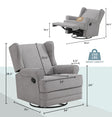 Oxford Baby Teegan Nursery Swivel Glider Recliner Chair - Bambi Baby