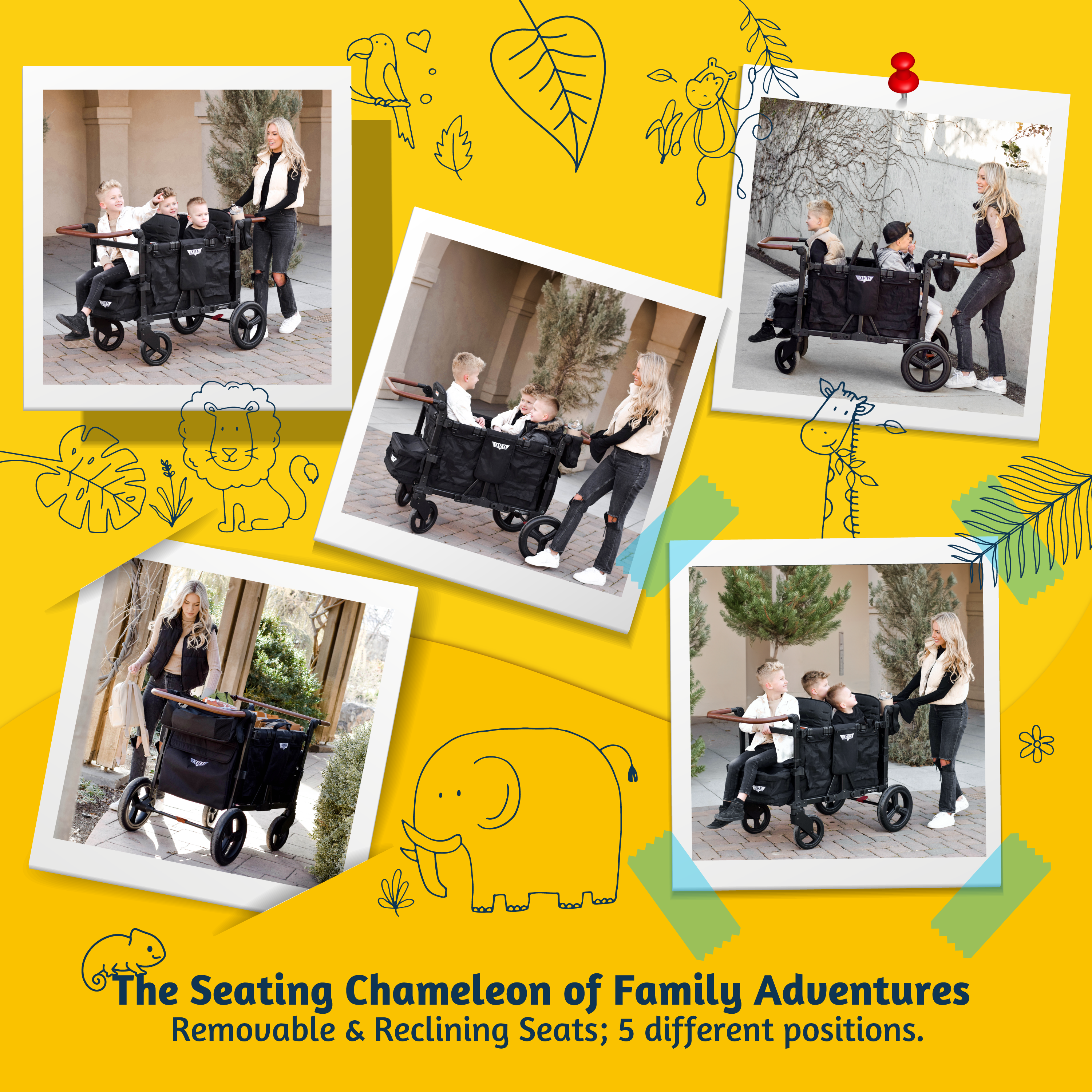 Keenz Vyo͞o The Seating Chameleon Stroller Wagon 2-Passengers- Bambi Baby