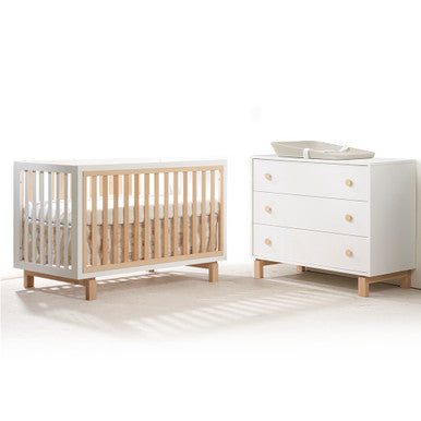 Natart Bjorn Convertible Crib and 3-Drawer Dresser Combo White/Natural (For 2-Tone Crib) Natart Bjorn Convertible Crib and 3-Drawer Dresser Combo White/Natural (For 2-Tone Crib)