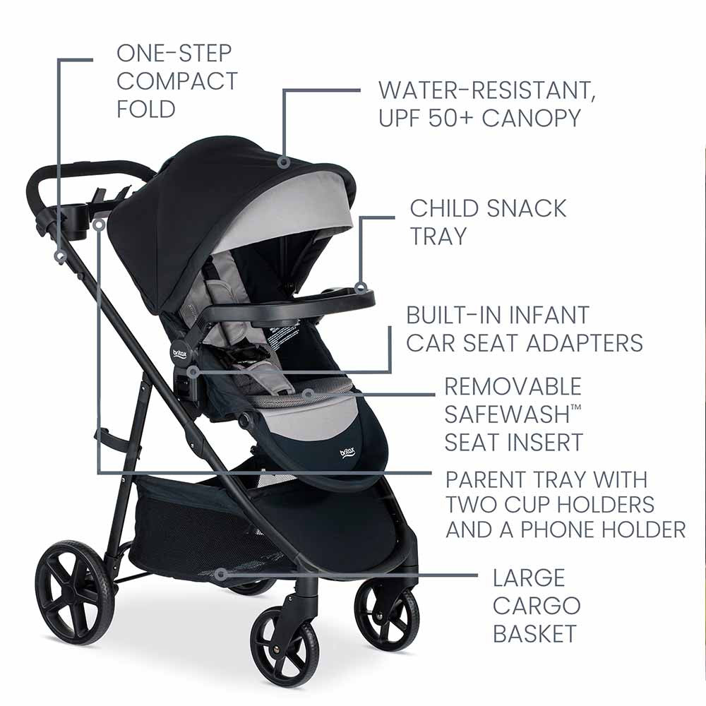Britax Willow Brook+ Stroller in Graphite Onyx- Bambi Baby