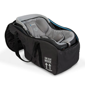 Black UPPAbaby Mesa Car Seat Travel Bag - Open View with Grey Car Seat Inside | Bambi Baby