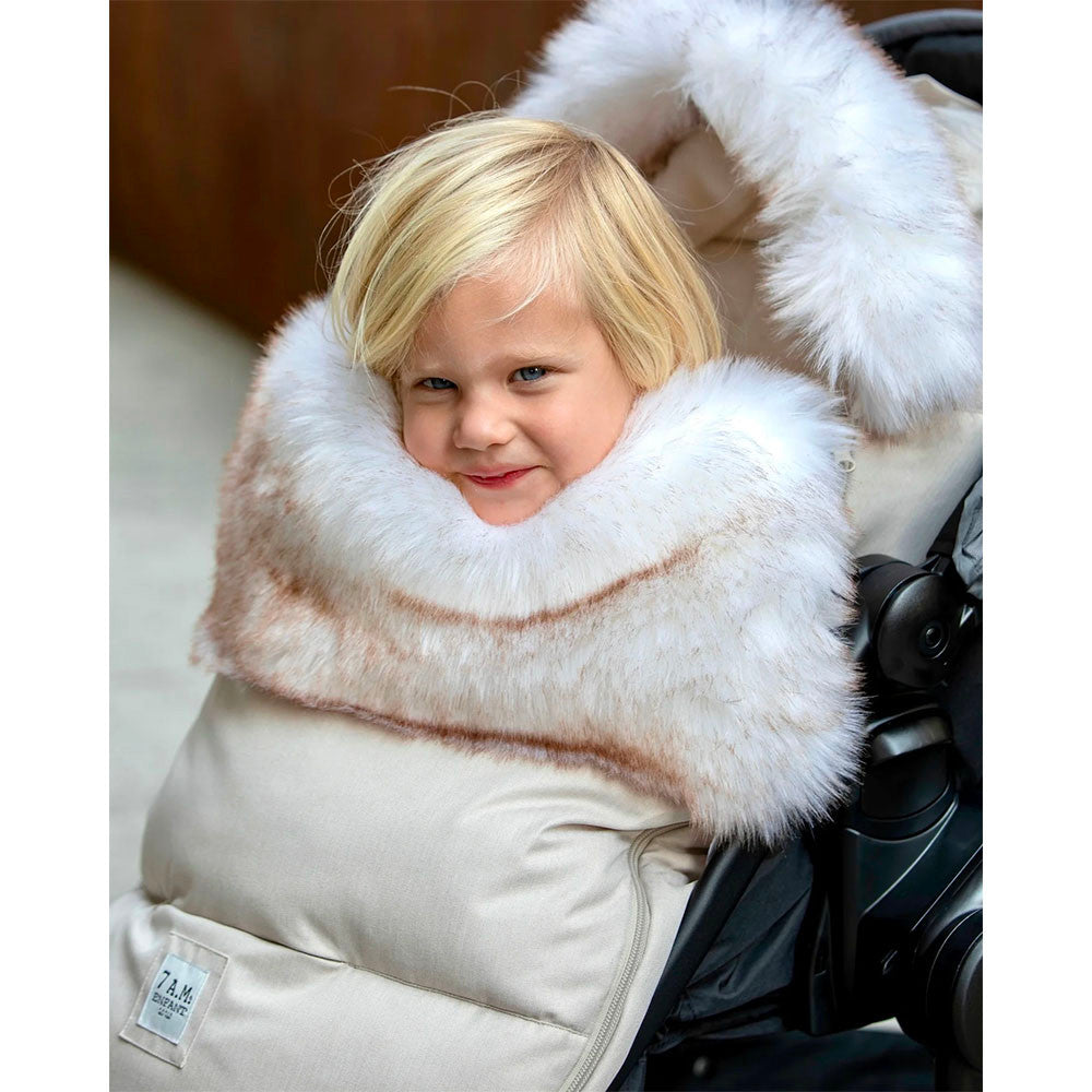 7AM Enfant Tundra TundraPOD in White Fur & Beige Heather- Bambi Baby