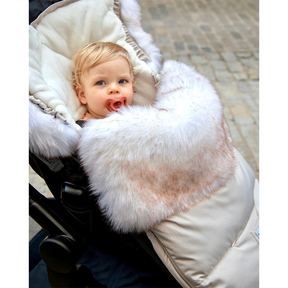 7AM Enfant Tundra TundraPOD in White Fur & Beige Heather- Bambi Baby
