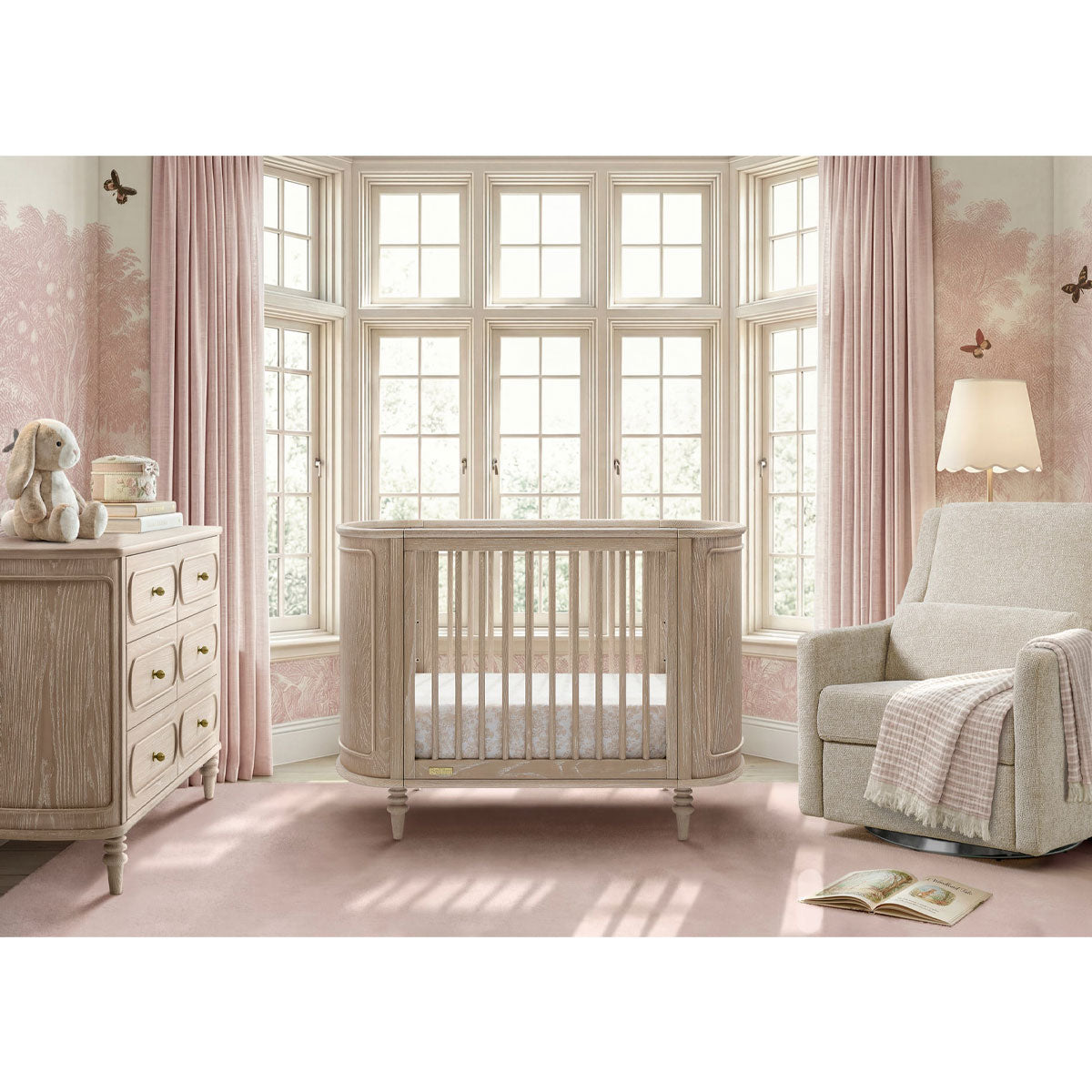 Bellini Provence 4-in-1 Oval Convertible Crib & Breathable Luxury Mattress- Bambi Baby