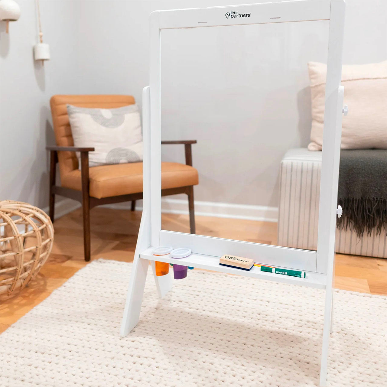Little Partners Peek-A-Boo Adjustable Height Art Easel - Soft White- Bambi Baby