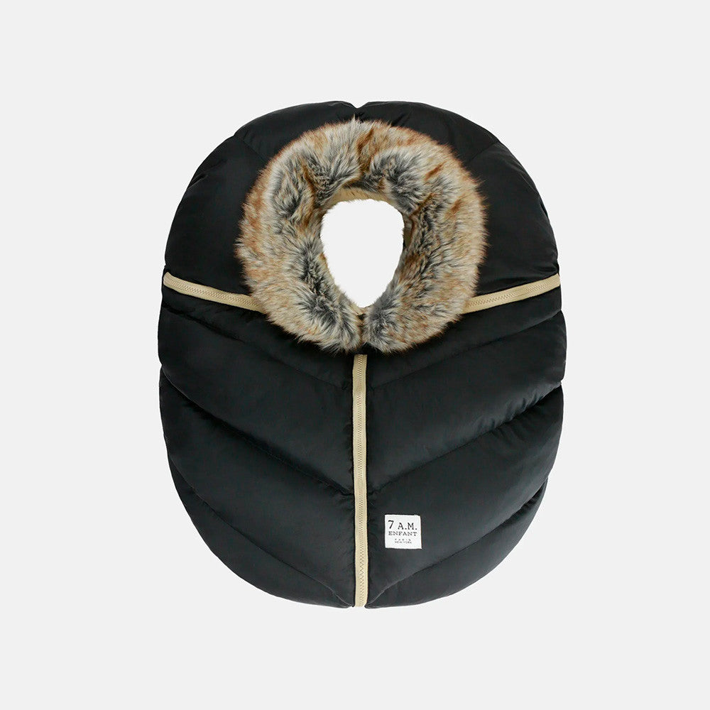 7AM Enfant Tundra Car Seat Cocoon Faux Fur in Black Faux Fur- Bambi Baby