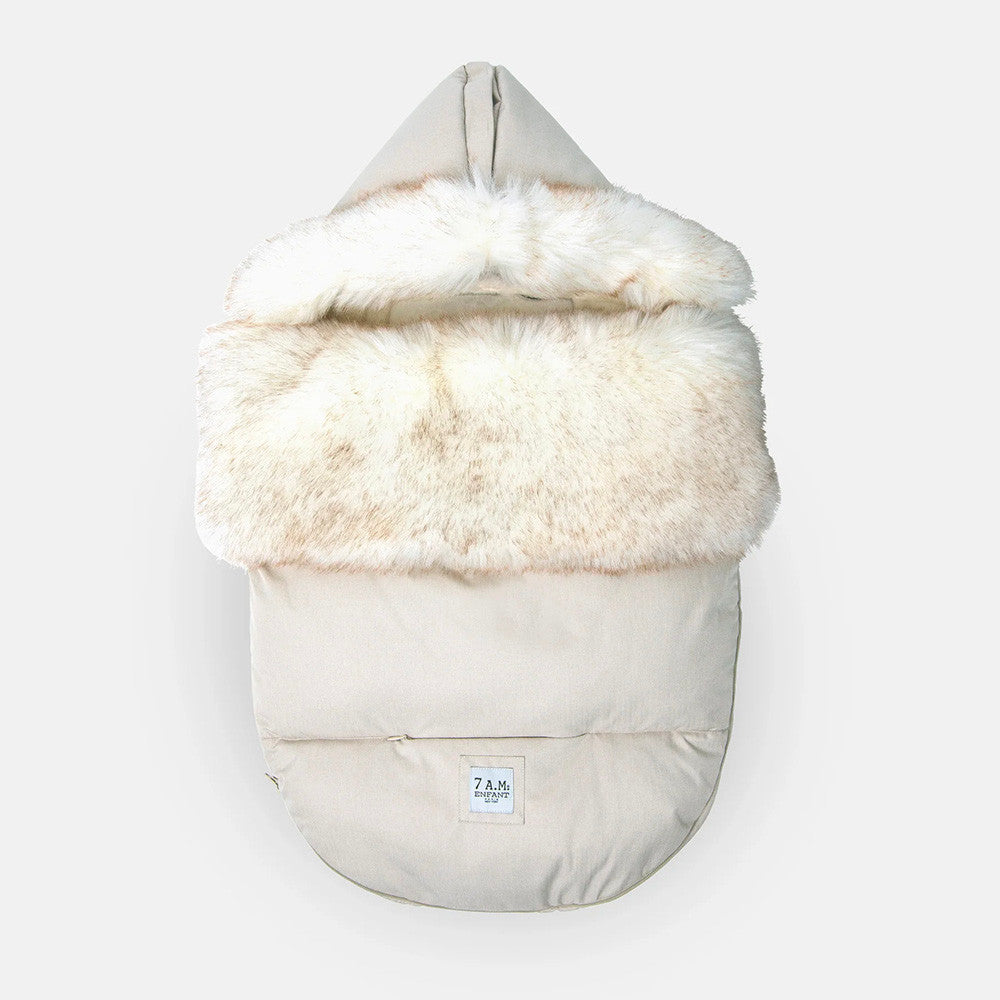 7AM Enfant Tundra TundraPOD in White Fur & Beige Heather- Bambi Baby