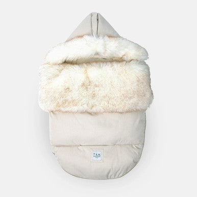 7AM Enfant Tundra TundraPOD in White Fur & Beige Heather- Bambi Baby