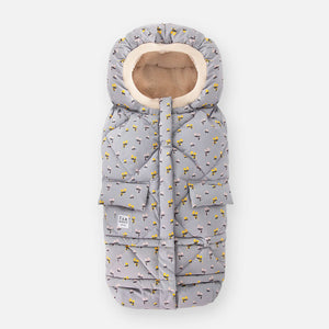 Grey Floral Print 7AM Enfant Blanket 212 Evolution Footmuff - Front View | Bambi Baby