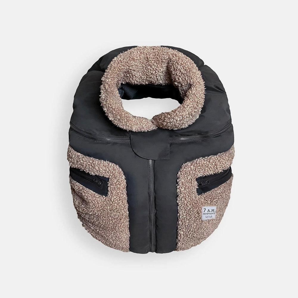 7AM Enfant Teddy Car Seat Cocoon in Applique Oatmeal- Bambi Baby