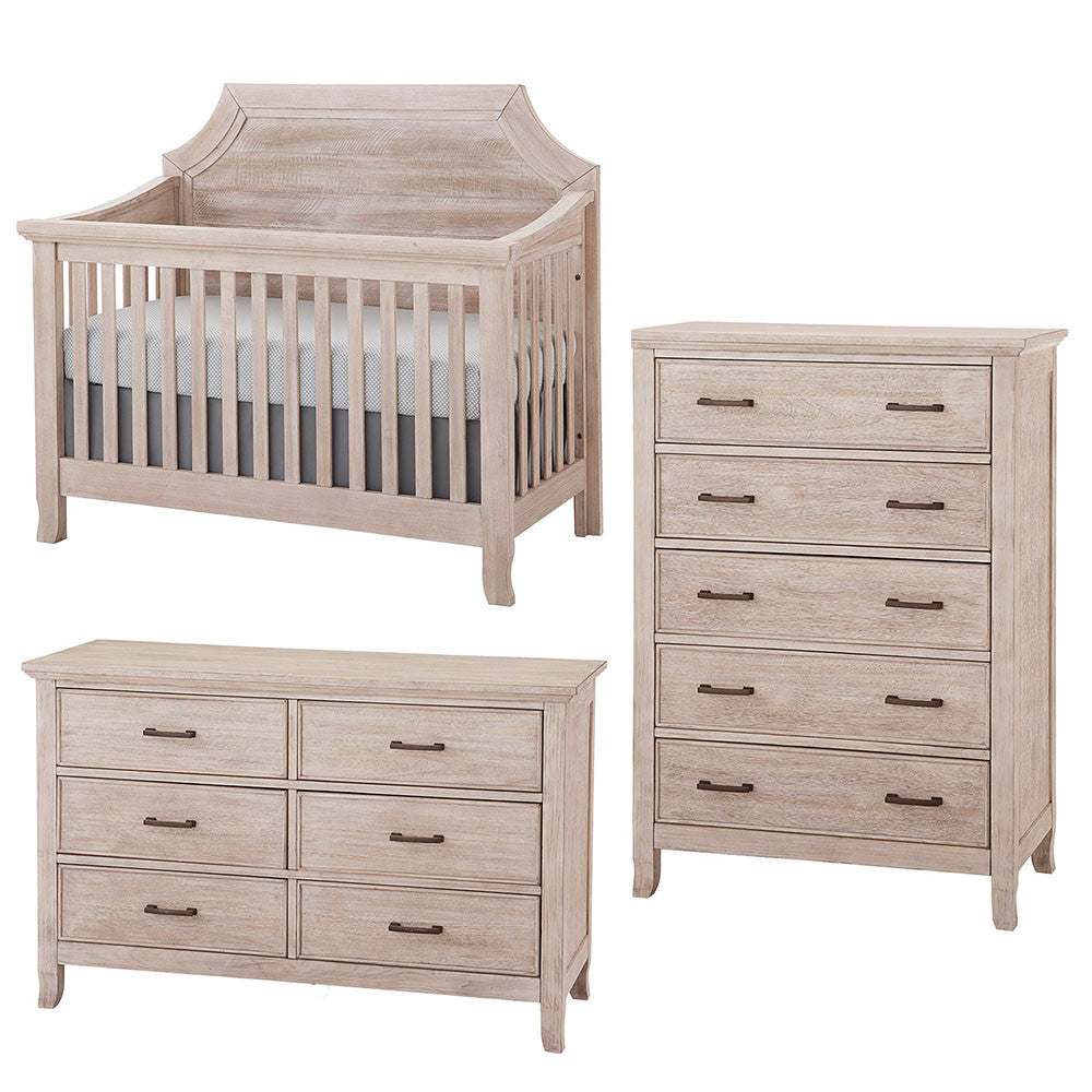 Stella Baby Remi 3 Piece Nursery Set in Sugar Coat - Convertible Clipped Crib, 5dr, and 6dr- Bambi Baby