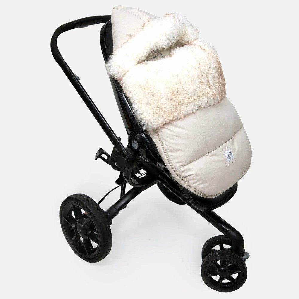 7AM Enfant Tundra TundraPOD in White Fur & Beige Heather- Bambi Baby