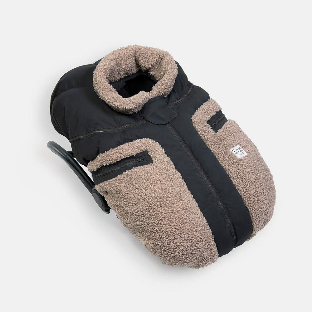 7AM Enfant Teddy Car Seat Cocoon in Applique Oatmeal- Bambi Baby