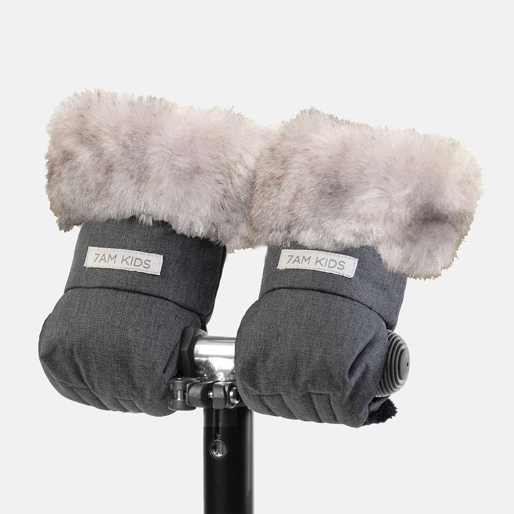 7AM Enfant HMK Warmmuffs Kids Tundra in Heather Grey Dark Faux Fur- Bambi Baby