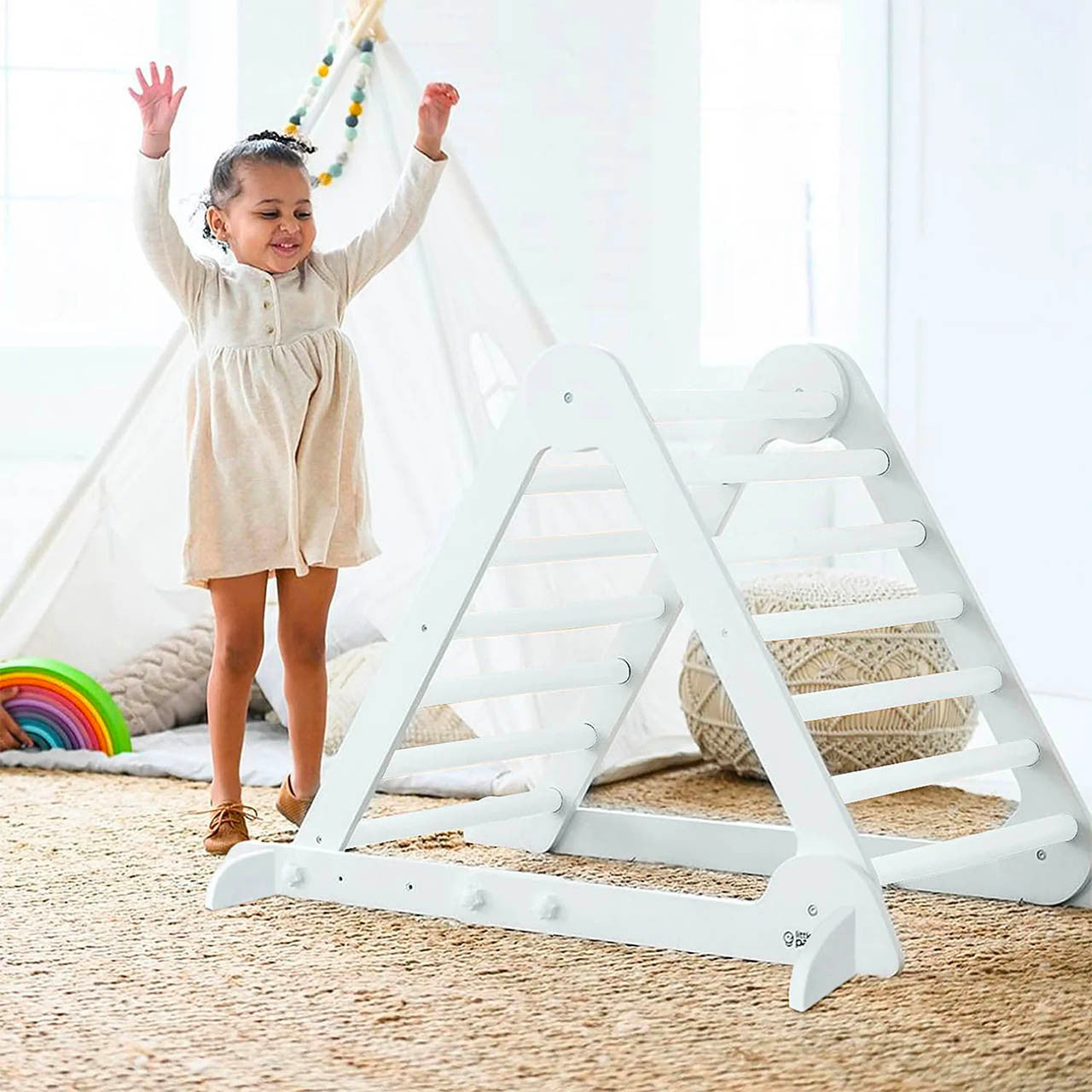 Little Partners Learn 'N Climb Triangle - Soft White- Bambi Baby