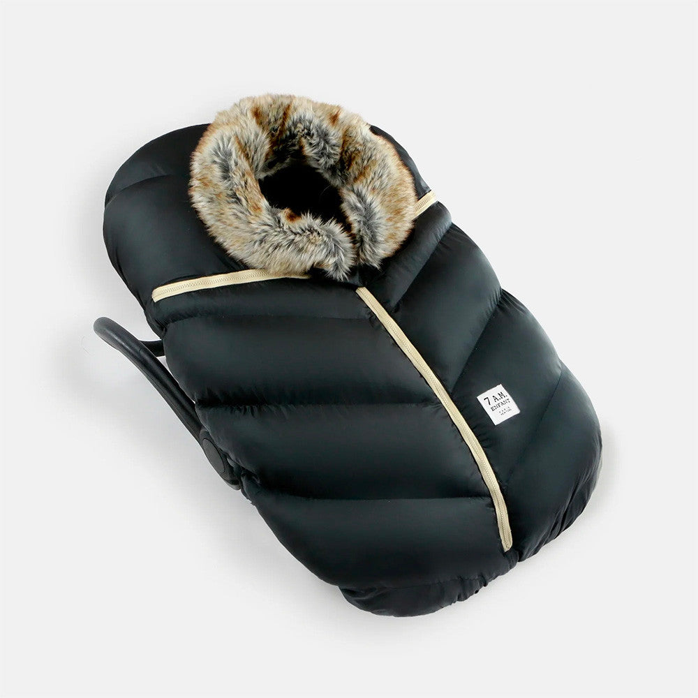 7AM Enfant Tundra Car Seat Cocoon Faux Fur in Black Faux Fur- Bambi Baby