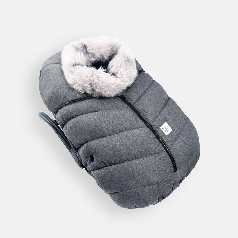 7AM Enfant Tundra Car Seat Cocoon Tundra in Heather Grey Dark Faux Fur- Bambi Baby