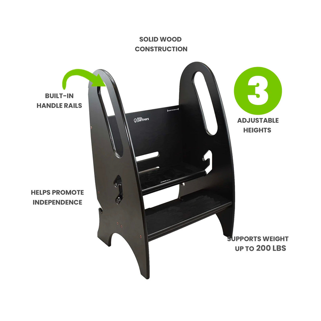 Little Partners 3-in-1 Growing Step Stool - Ebony- Bambi Baby