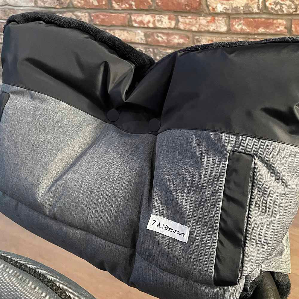 7AM Enfant Core Unimuff in Heather Grey Dark/Black Plush- Bambi Baby