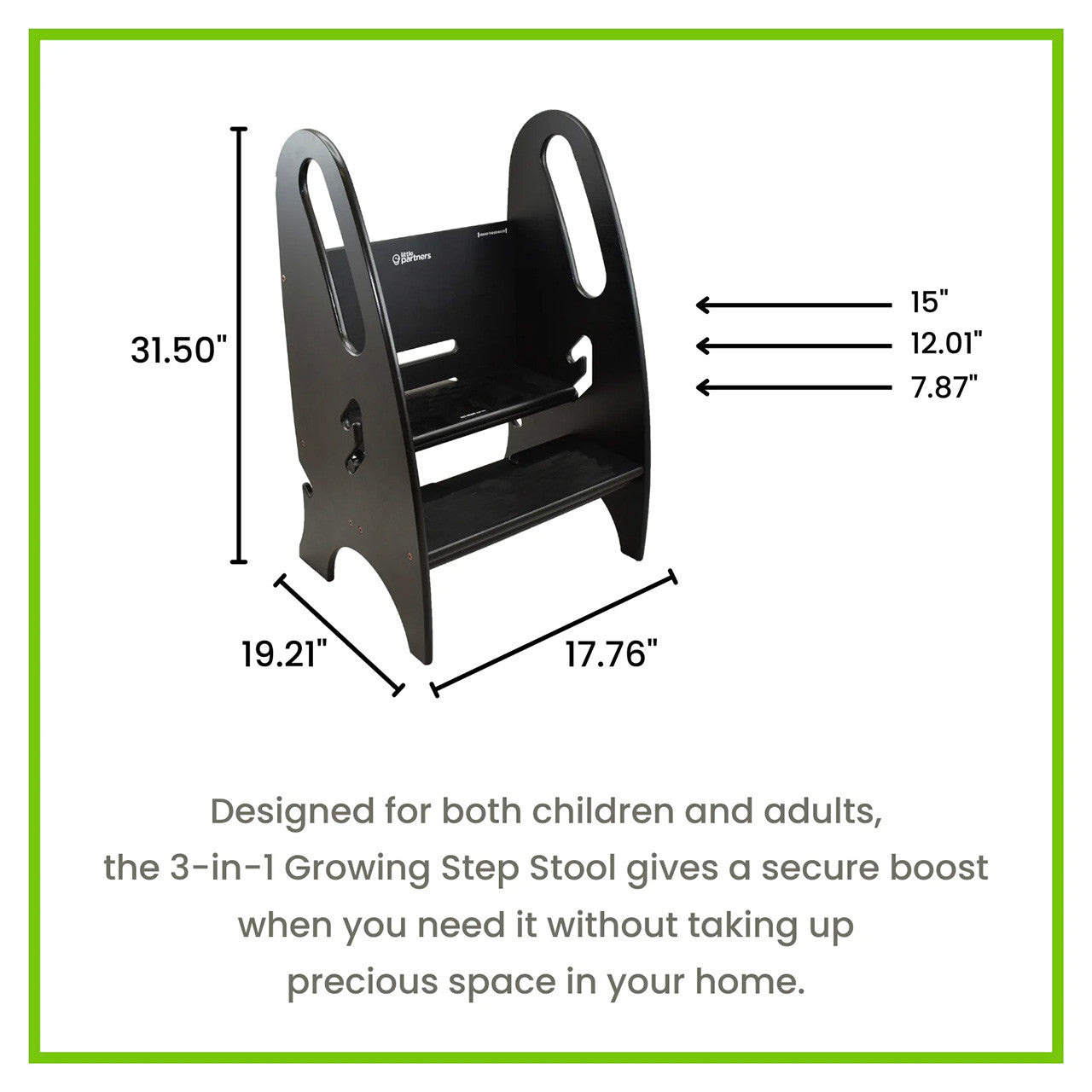 Little Partners 3-in-1 Growing Step Stool - Ebony- Bambi Baby