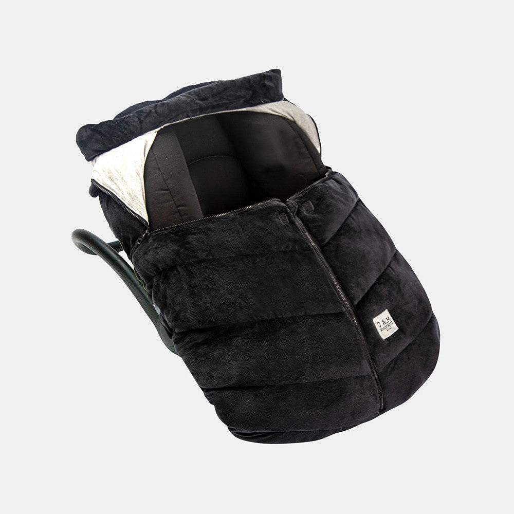 7AM Enfant Core Car Seat Cocoon Velour in Black Velour- Bambi Baby