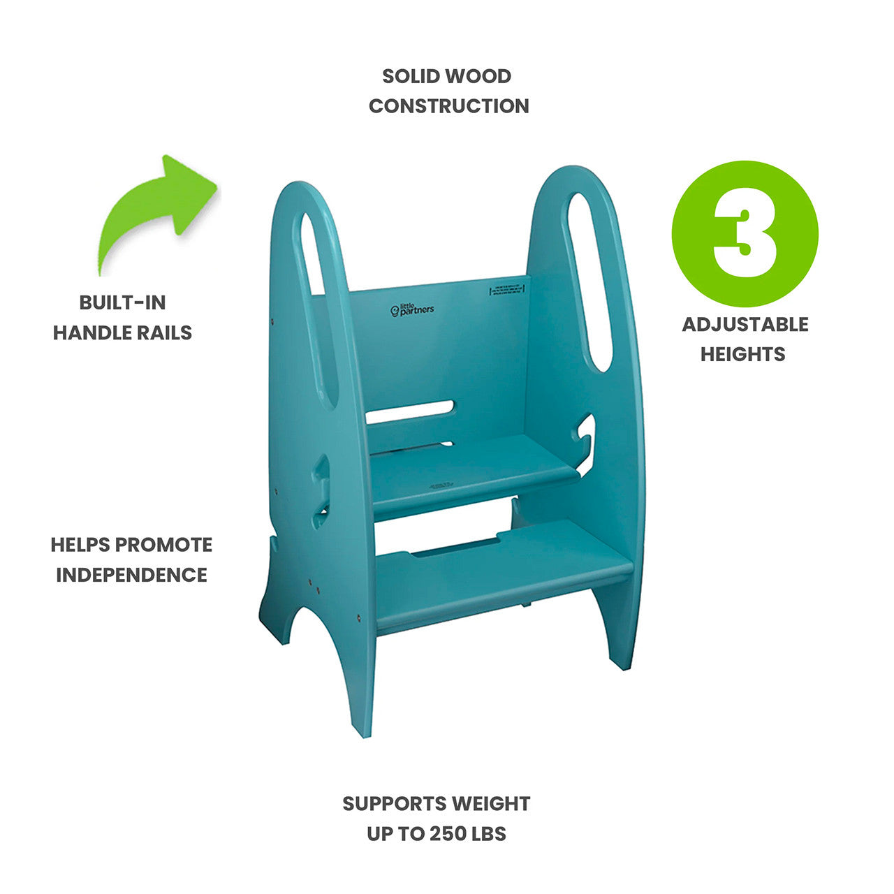 Little Partners 3-in-1 Growing Step Stool - Turquoise- Bambi Baby
