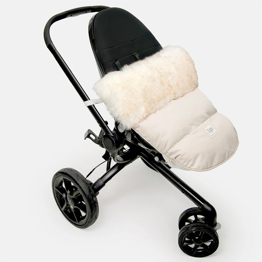 7AM Enfant Tundra TundraPOD in White Fur & Beige Heather- Bambi Baby