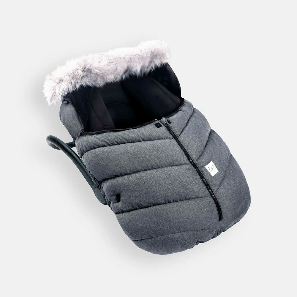 7AM Enfant Tundra Car Seat Cocoon Tundra in Heather Grey Dark Faux Fur- Bambi Baby