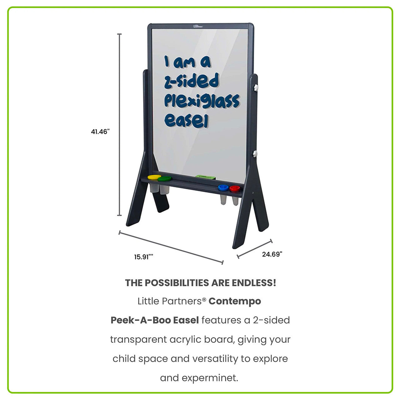 Little Partners Peek-A-Boo Adjustable Height Art Easel - Earl Grey- Bambi Baby