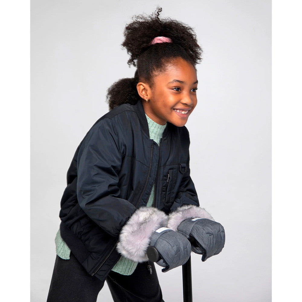 7AM Enfant HMK Warmmuffs Kids Tundra in Heather Grey Dark Faux Fur- Bambi Baby