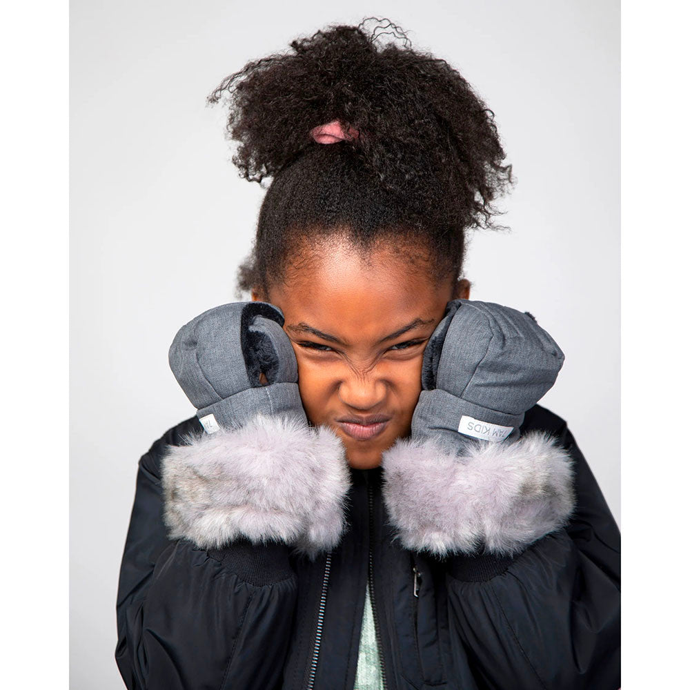 7AM Enfant HMK Warmmuffs Kids Tundra in Heather Grey Dark Faux Fur- Bambi Baby