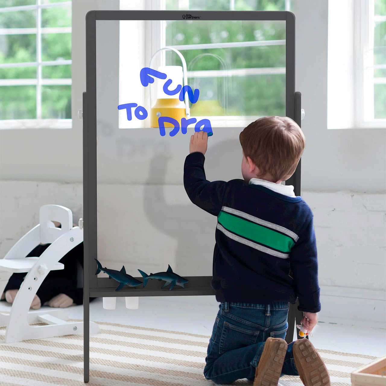Little Partners Peek-A-Boo Adjustable Height Art Easel - Natural- Bambi Baby