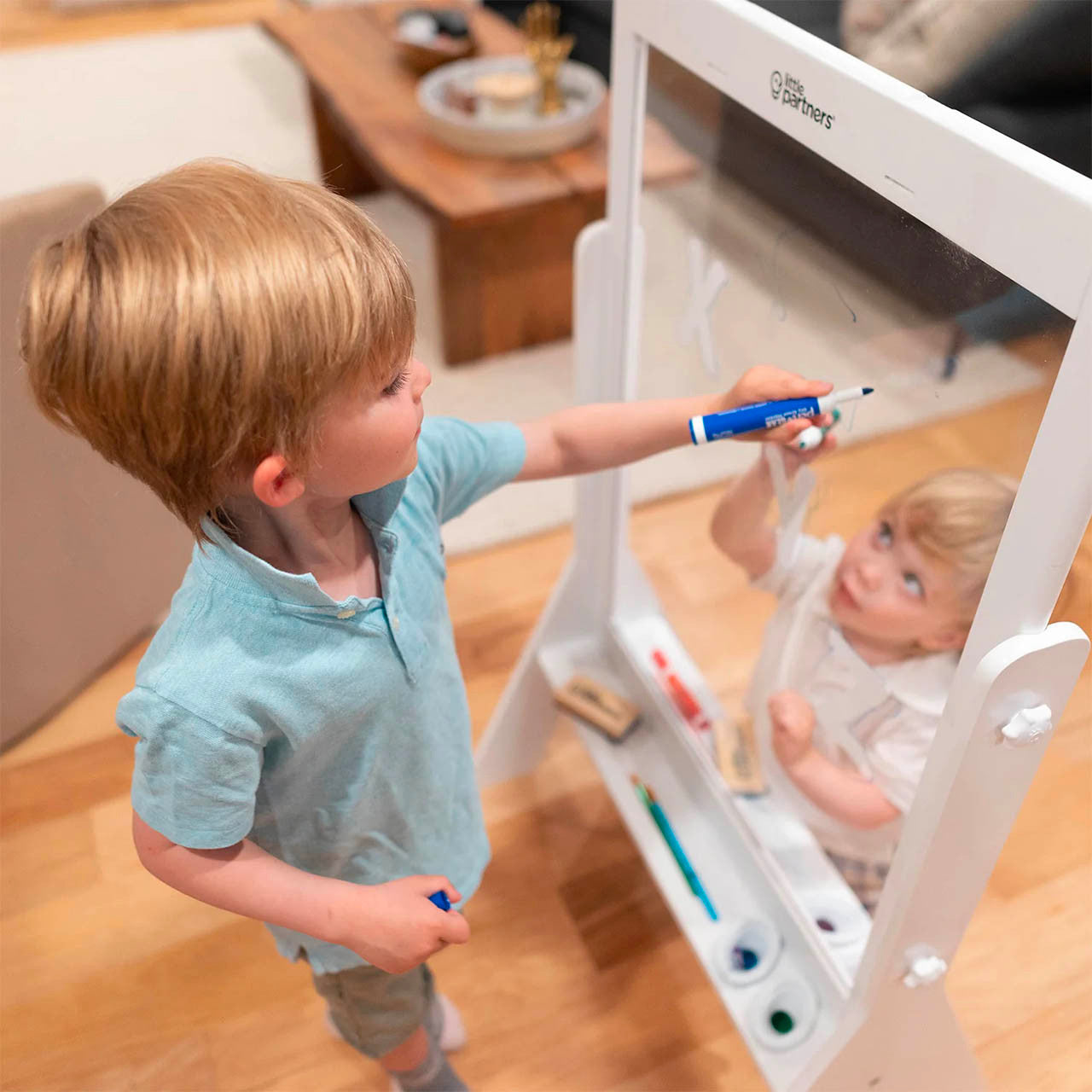 Little Partners Peek-A-Boo Adjustable Height Art Easel - Soft White- Bambi Baby