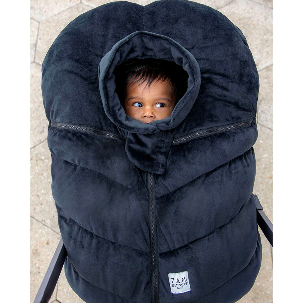 7AM Enfant Core Car Seat Cocoon Velour in Black Velour- Bambi Baby