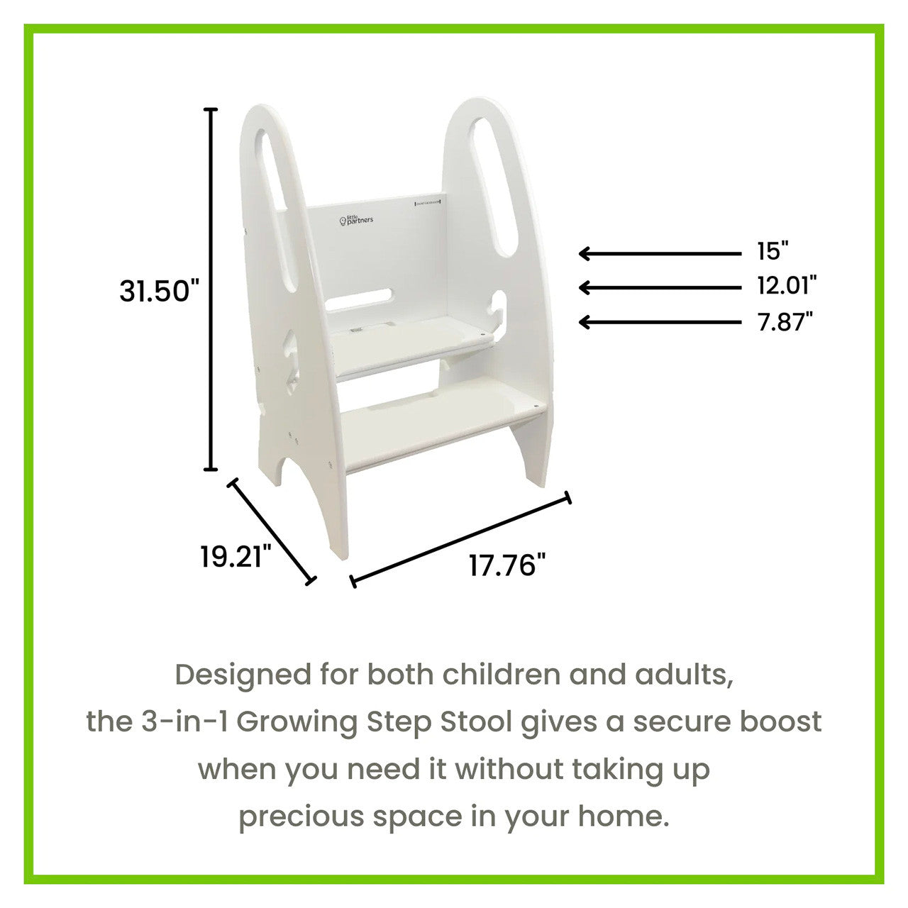 Little Partners 3-in-1 Growing Step Stool - Soft White- Bambi Baby