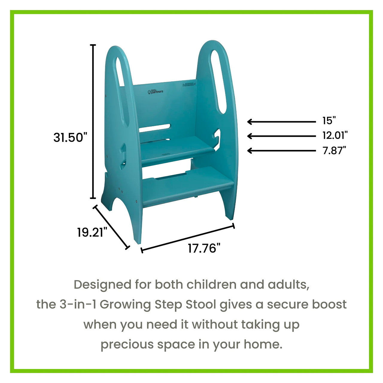 Little Partners 3-in-1 Growing Step Stool - Turquoise- Bambi Baby