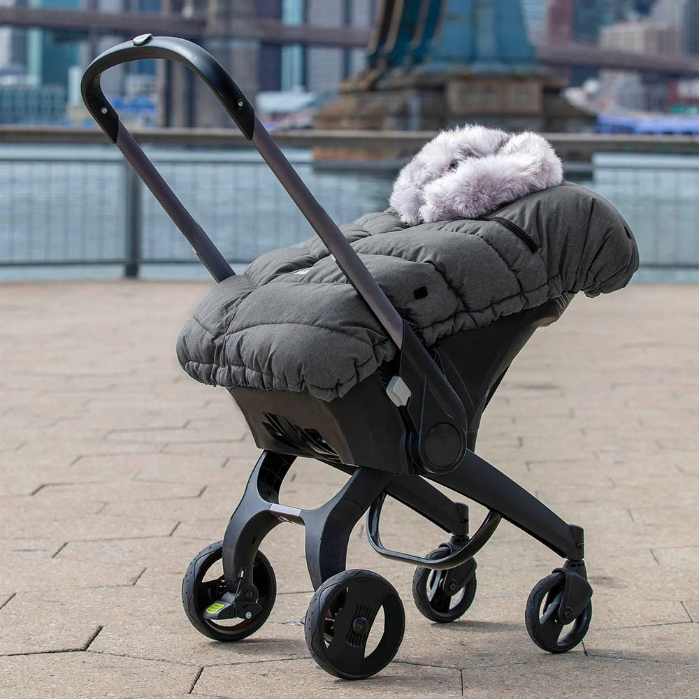 7AM Enfant Tundra Car Seat Cocoon Tundra in Heather Grey Dark Faux Fur- Bambi Baby