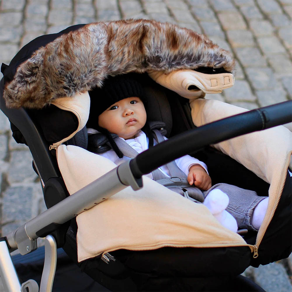 7AM Enfant Tundra Car Seat Cocoon Faux Fur in Black Faux Fur- Bambi Baby